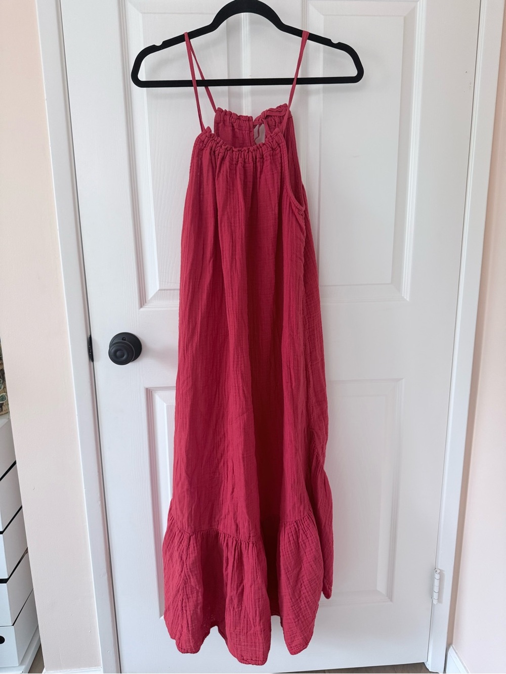 XiRENA red cotton gauze airy midi maxi dress XS